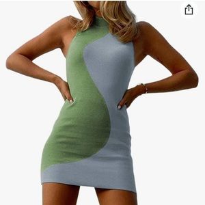 Blue and green dress